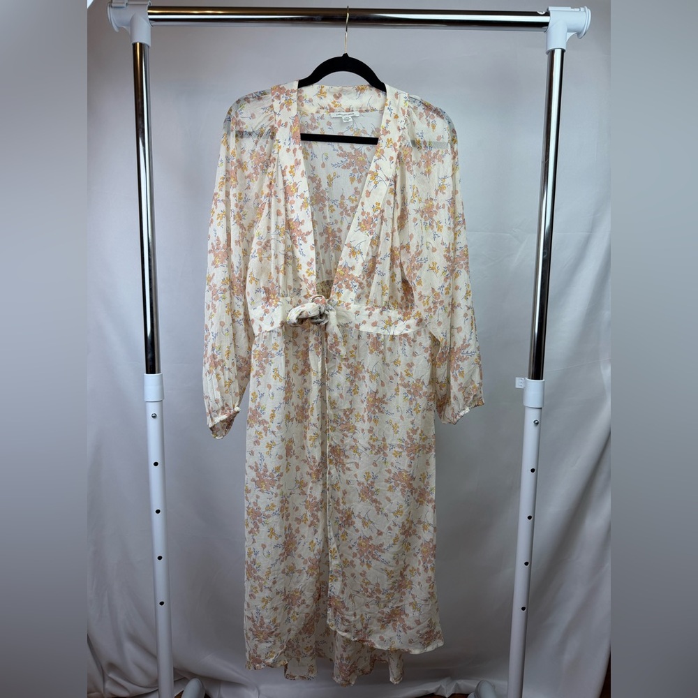 American Eagle Floral Tie-Front Midi Dress | Lightweight Boho | Size L - Picture 1 of 8